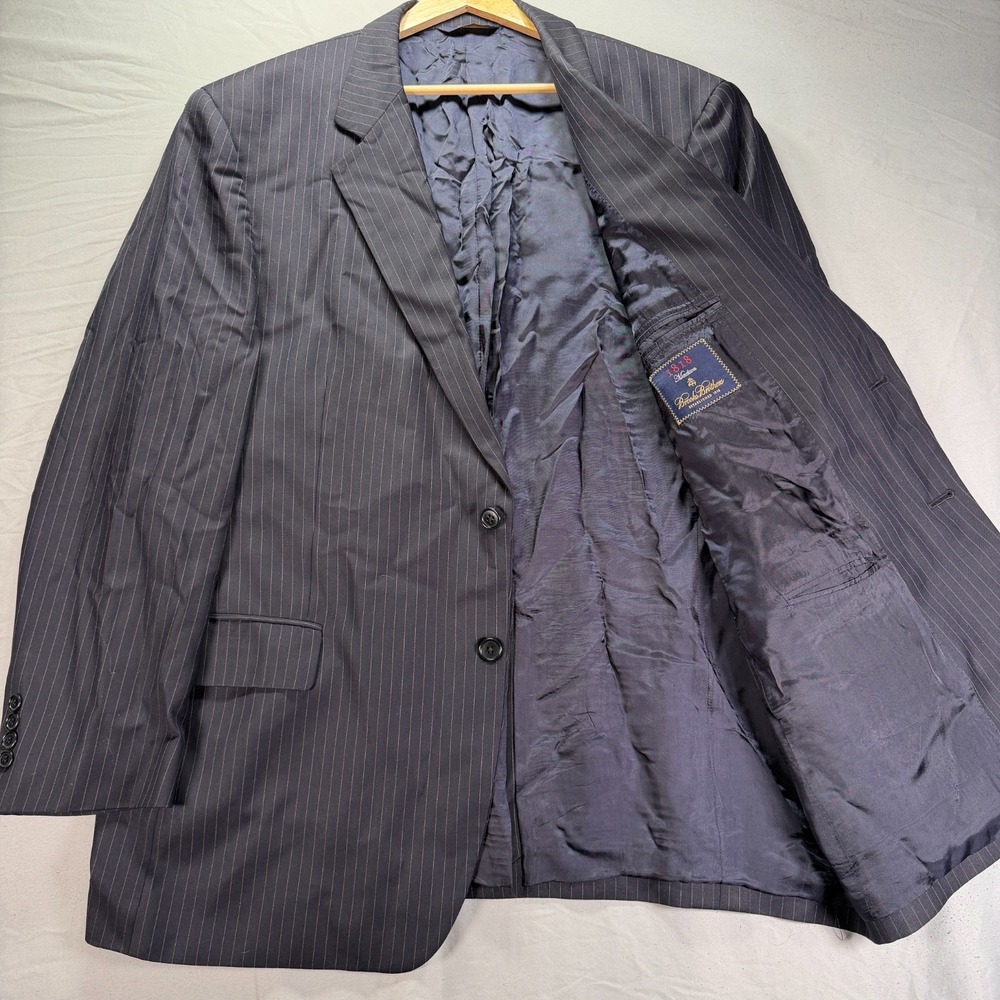 Brooks Brothers Blazer Mens 46R Navy Blue Pinstripe 1818 Madison Wool Two Button